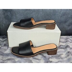 Madewell The Kiera Mule Sandals Black Leather‎ Block Heel Women Size 8